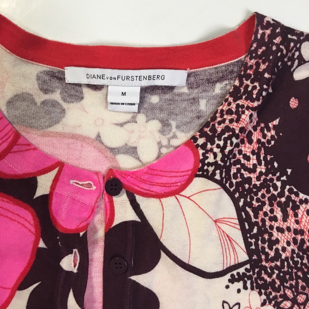 Diane Von Furstenberg Cotton/Silk Floral Cardigan - Picture 2 of 5